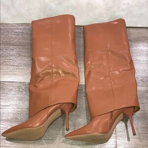 INC International Concepts Brown Heeled Fold Boots EUC